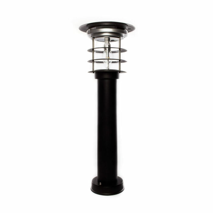 Stainless Steel Black Bollard Solar Pathway Light / solar landscape light - studio image 1