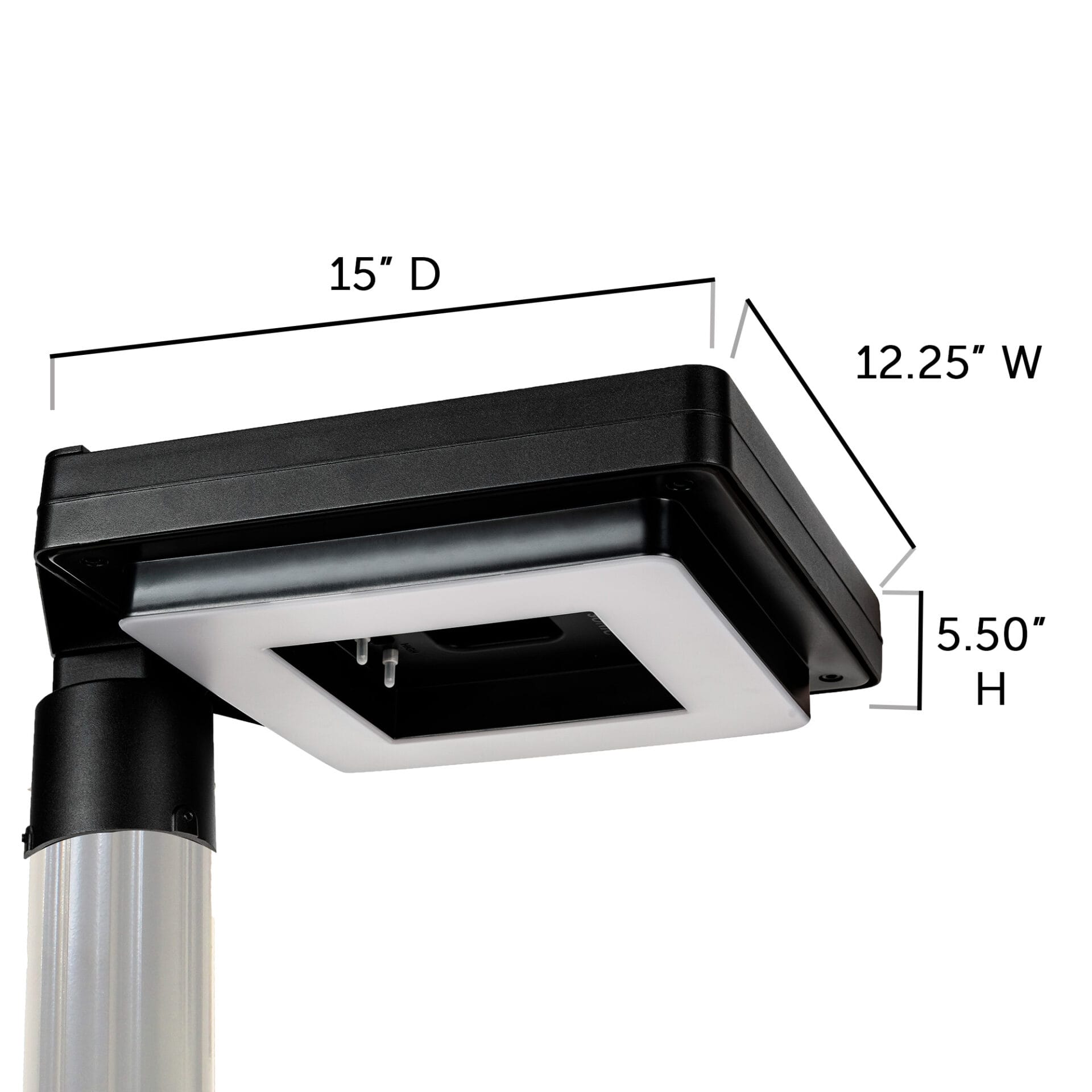 Gama Sonic contemporary solar lamp post illuminating modern walkway dimensions