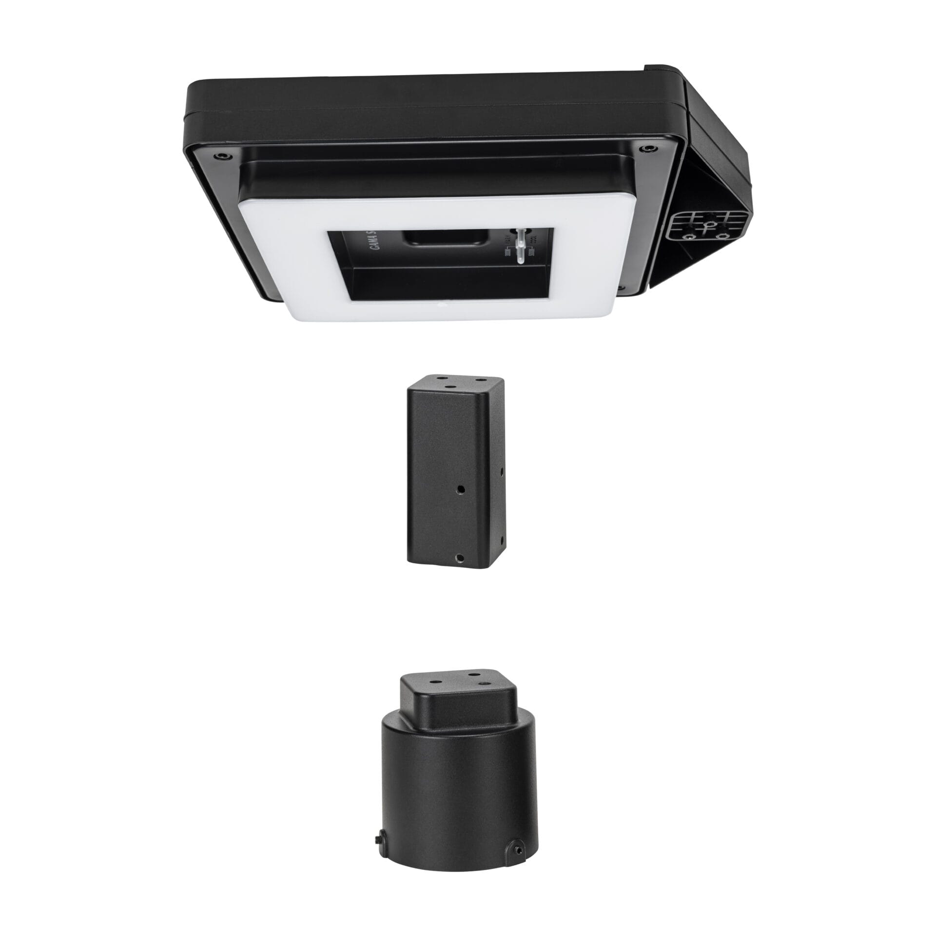 Gama Sonic contemporary solar lamp post illuminating modern walkway fitters