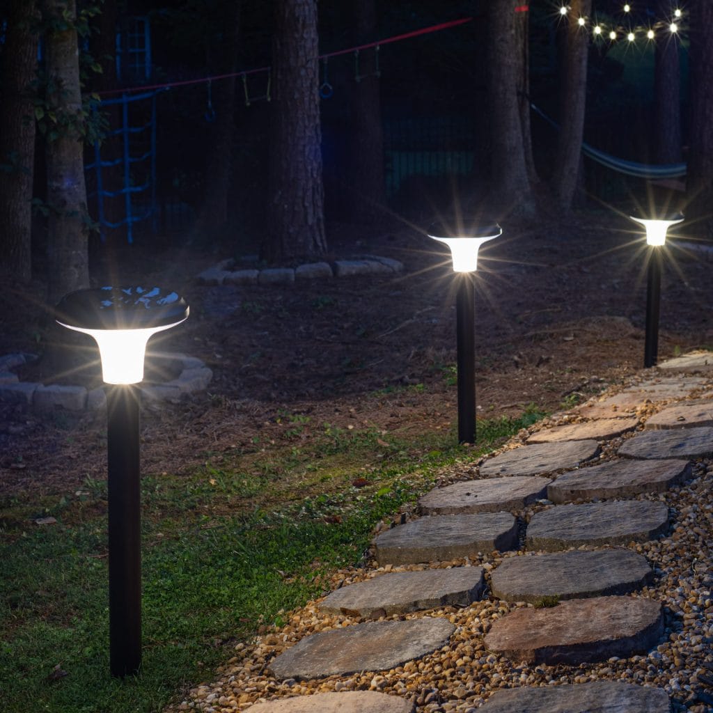 Vantage Bollard Solar Pathway Light and solar Landscape Light. Durable cast aluminum with 5-Year Warranty - Dusk application image 2