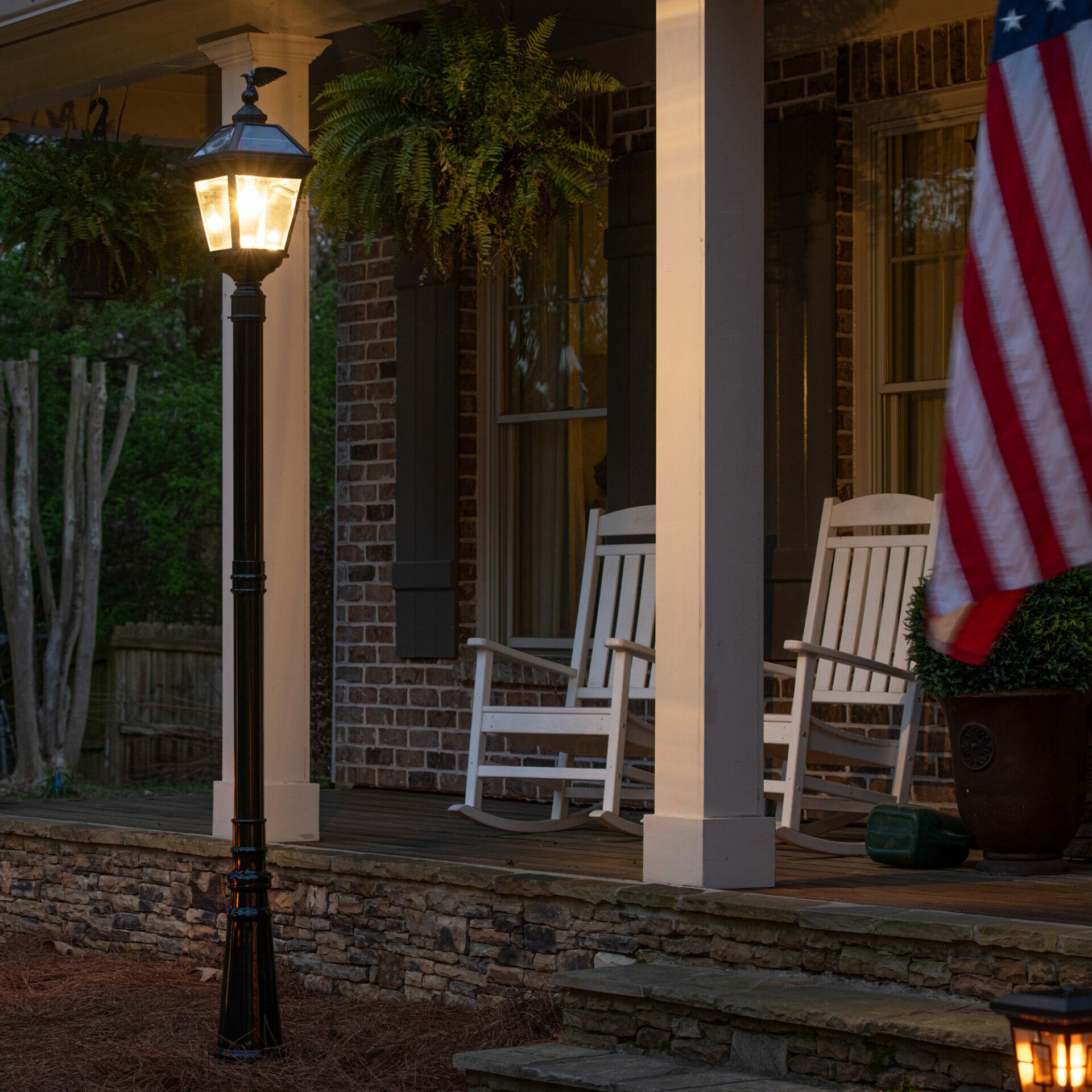 Imperial Bulb Solar Post Light with Trapezoidal Solar Panels with 3 ...