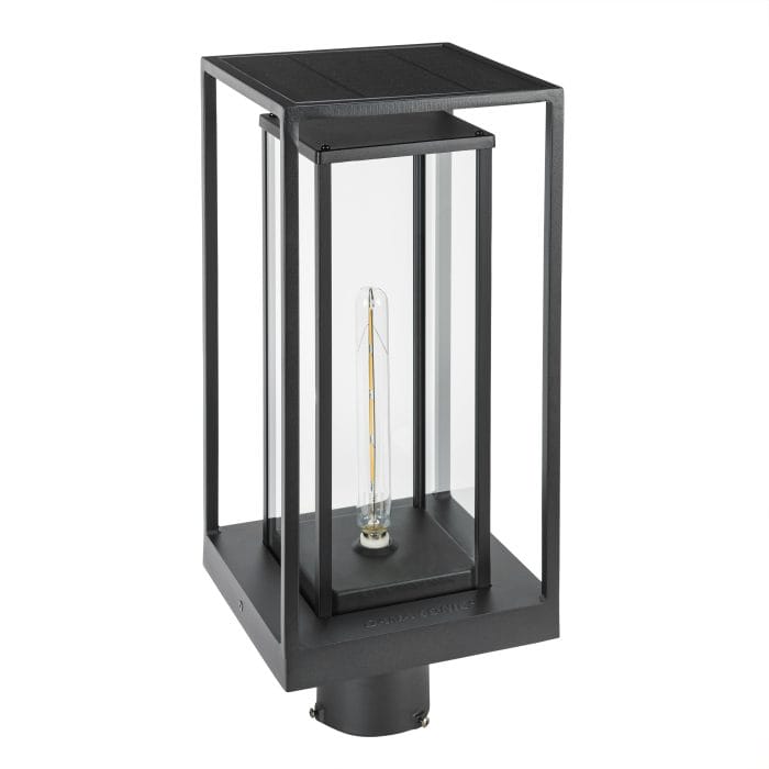 NovaEdge Modern Solar Post Light – Edison-bulb LED for 3-Inch poles. Dusk-to-Dawn Modern Outdoor Accent Light - Main studio image