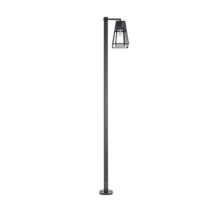 Aria Solar Post Light – modern outdoor solar lamp post with black metal frame by Gama Sonic