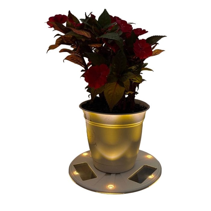 Gama Sonic Grand Solar Uplight Planter Base – outdoor wireless accent light for pots