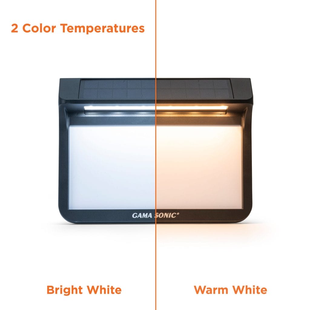 Solar Address Sign. Wall and Stake Mounting Options with Bright White and Warm White options. Studio image showing bright white or warm white dual color options - 1