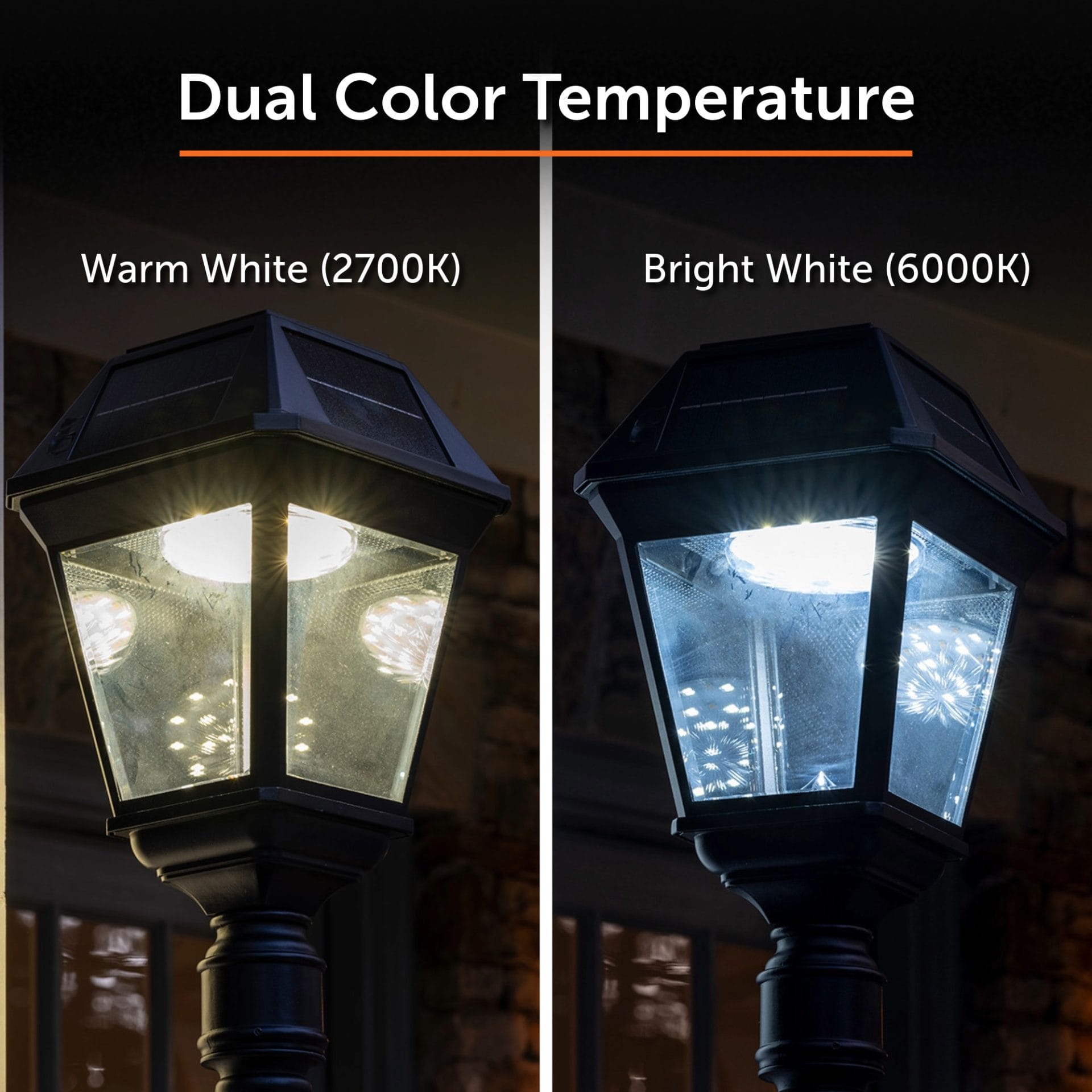 Imperial III Commercial Solar Post Light / Commercial Solar Lamp Post for walkways, streets. Dual Color Settings (Warm white and Bright White) and Easy Installation on a 3" Post - Infographic comparison 4