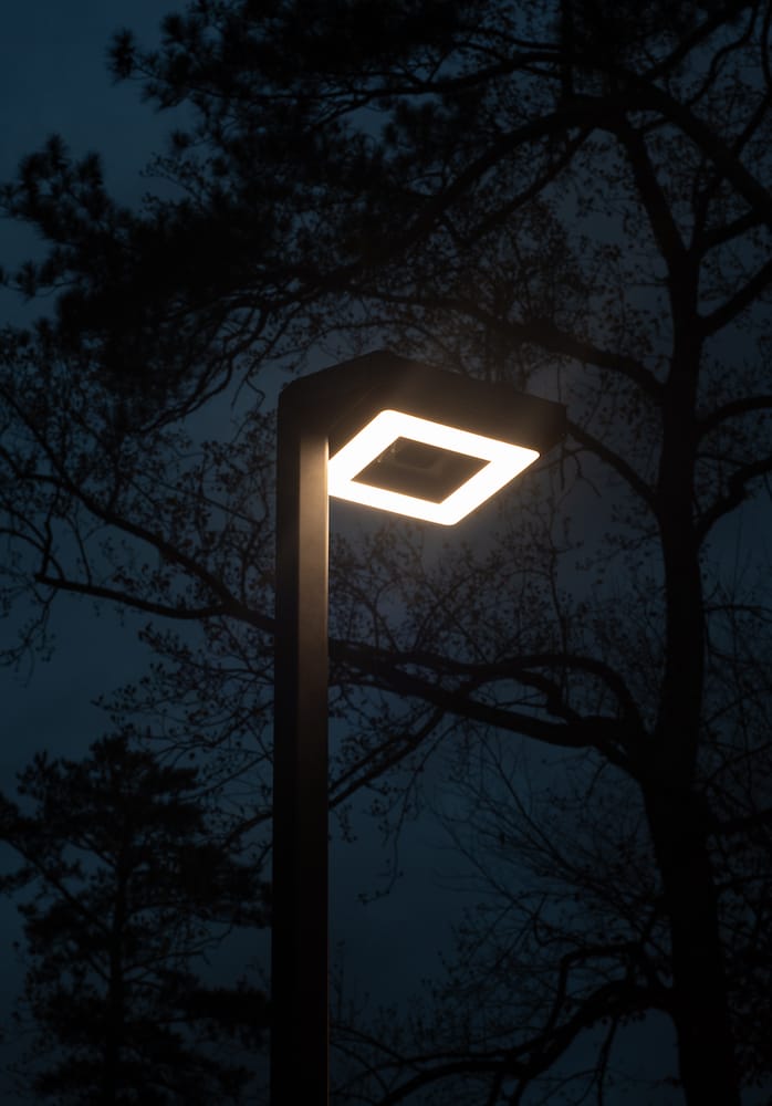 Modern square solar LED post light by Gama Sonic