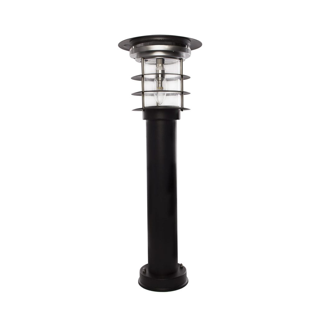 Stainless Steel Black Bollard Solar Pathway Light / solar landscape light - studio image 2