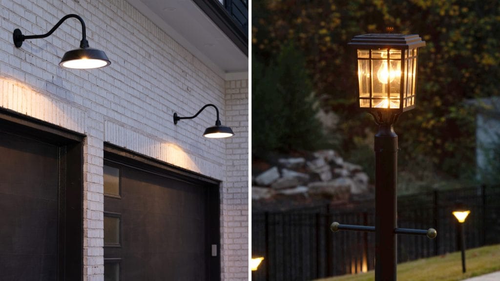 Gooseneck solar LED wall light with dusk-to-dawn sensor