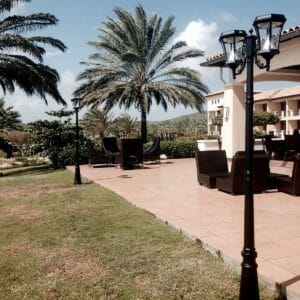 Victorian-Solar-Lamp-Post-by-Gama-Sonic-GS-94D-Double-Lamp-Post-Application