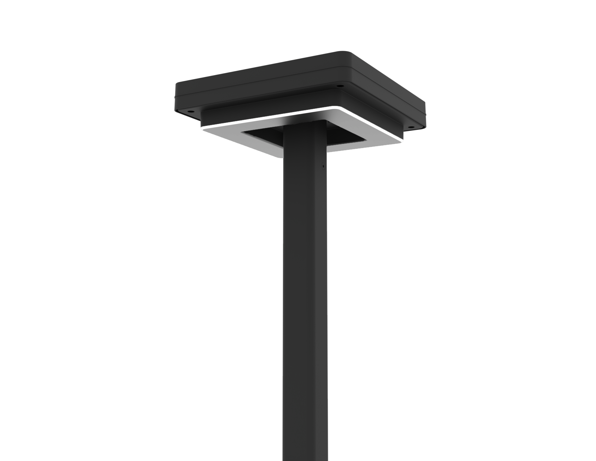 Gama Sonic contemporary solar lamp post illuminating modern walkway 3 color options 8 ft pole