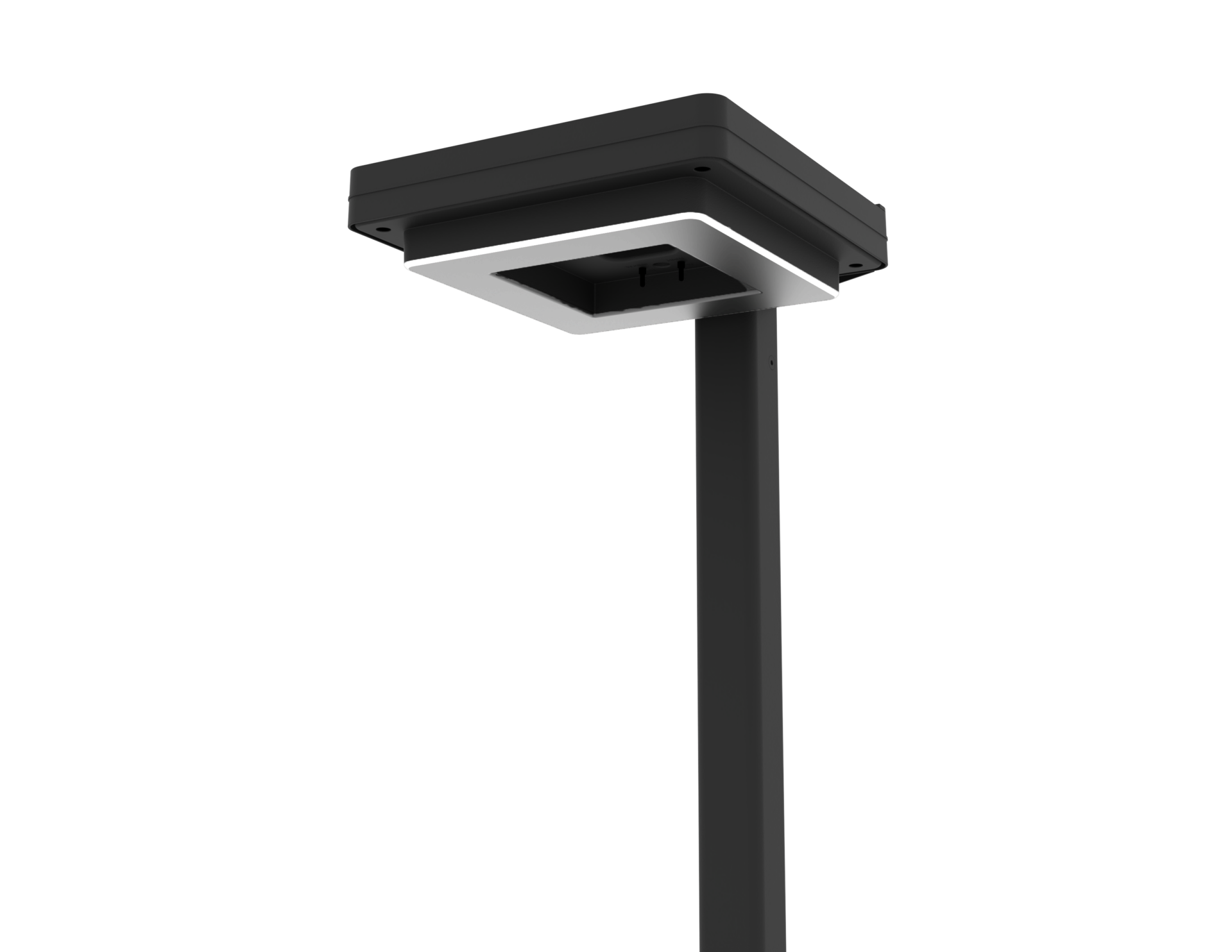 Gama Sonic contemporary solar lamp post illuminating modern walkway 3 color options 8 ft pole
